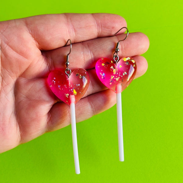 Sparkly Pink Lollipop Earrings Alien Bratz Jewelry - Earrings
