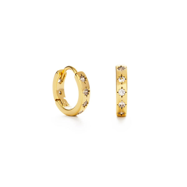 10mm Huggie Hoops With Starburst Earrings Amano Studio Jewelry - Earrings