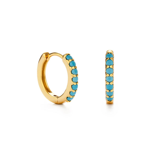 13mm Turquoise Huggie Hoop Earrings Amano Studio Jewelry - Earrings