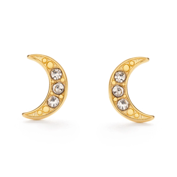 Crescent Moon Crystal Stud Earrings Amano Studio Jewelry - Earrings