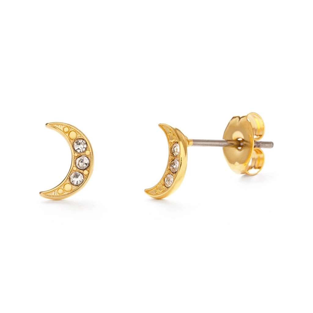 Crescent Moon Crystal Stud Earrings Amano Studio Jewelry - Earrings