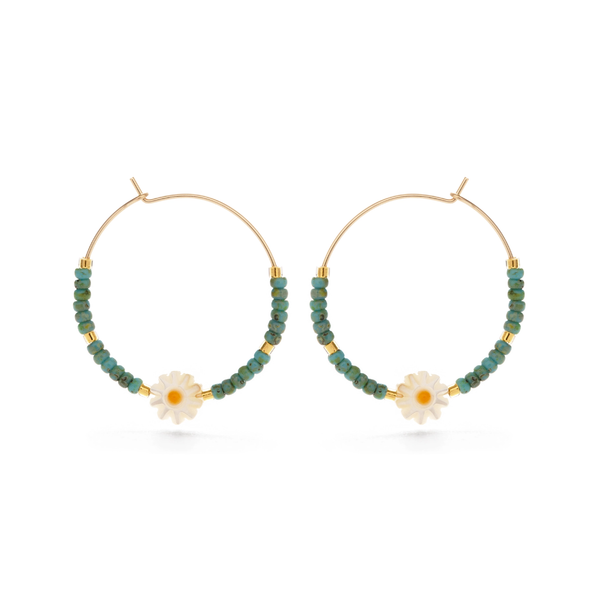 Daisy Bead Hoop Earrings - Blue Picasso Amano Studio Jewelry - Earrings