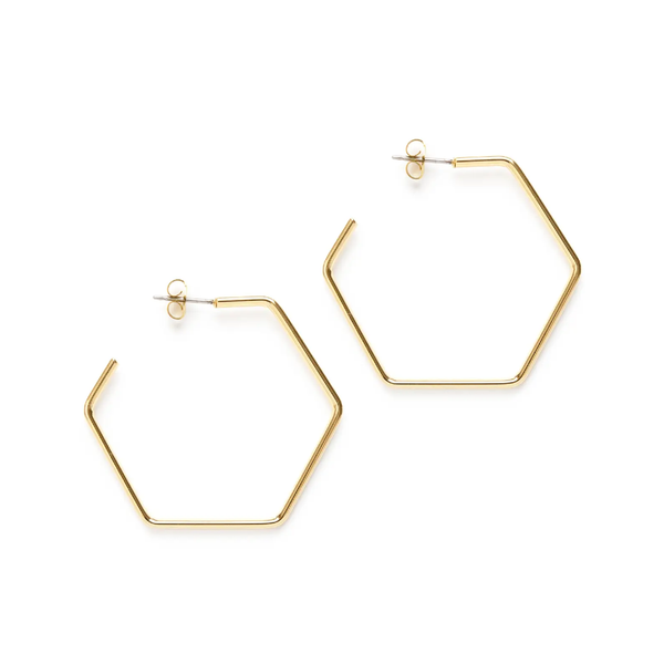 14K Yellow Gold 2x2mm Square Tube Hexagon Hoop Earrings TF1666 | Silver  City Sarasota.