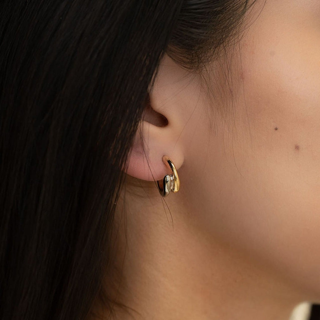 Mixed Metal Gota Hoop Huggie Earrings Amano Studio Jewelry - Earrings