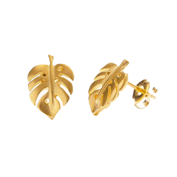 Monstera Gold Stud Earrings Amano Studio Jewelry - Earrings
