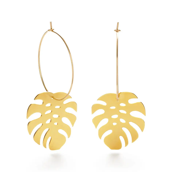 Monstera Hoop Earrings - Gold Amano Studio Jewelry - Earrings