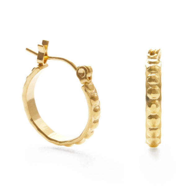 Small Vintage Beaded Hoop Earrings - Gold Amano Studio Jewelry - Earrings