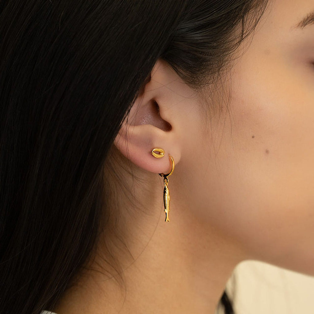 Tiny Fish Hoop Huggie Earrings Amano Studio Jewelry - Earrings