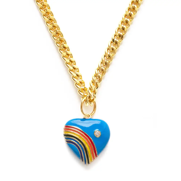 80's Rainbow Heart Necklace - Blue Amano Studio Jewelry - Necklaces