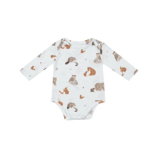 0-3M Short Sleeve Bodysuit Onesie - Mixed Woodland Animals Blue Angel Dear Apparel & Accessories - Clothing - Baby & Toddler - One-Pieces & Onesies