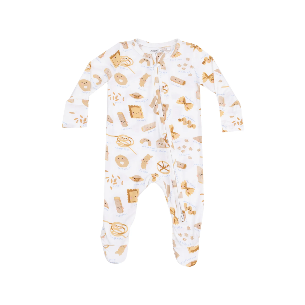 0-3M Zipper Footie Baby Sleepwear - Cute Pasta Angel Dear Apparel & Accessories - Clothing - Baby & Toddler - One-Pieces & Onesies