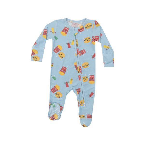 0-3M Zipper Footie Baby Sleepwear - Fast Food Blue Angel Dear Apparel & Accessories - Clothing - Baby & Toddler - One-Pieces & Onesies