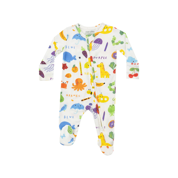 0-3M Zipper Footie Baby Sleepwear - Learning Colors Angel Dear Apparel & Accessories - Clothing - Baby & Toddler - One-Pieces & Onesies