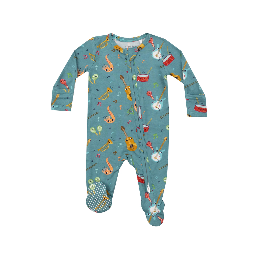 0-3M Zipper Footie Baby Sleepwear - Making Music Angel Dear Apparel & Accessories - Clothing - Baby & Toddler - One-Pieces & Onesies