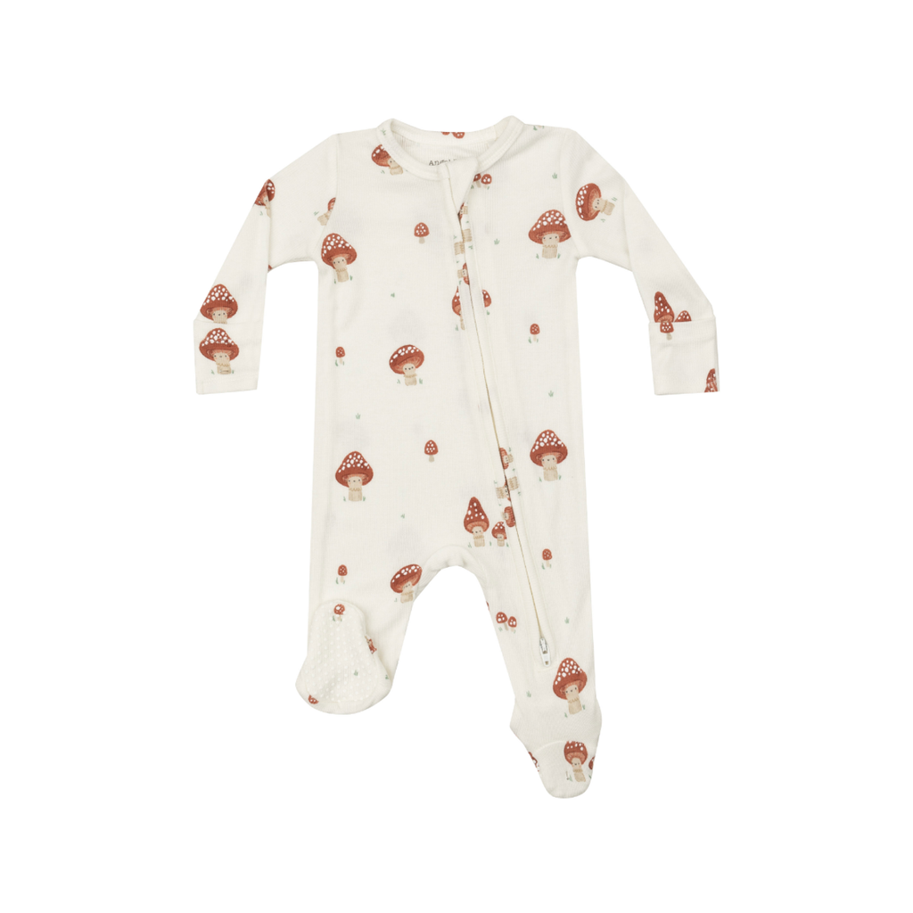 0-3M Zipper Footie Baby Sleepwear - Mushrooms Angel Dear Apparel & Accessories - Clothing - Baby & Toddler - One-Pieces & Onesies