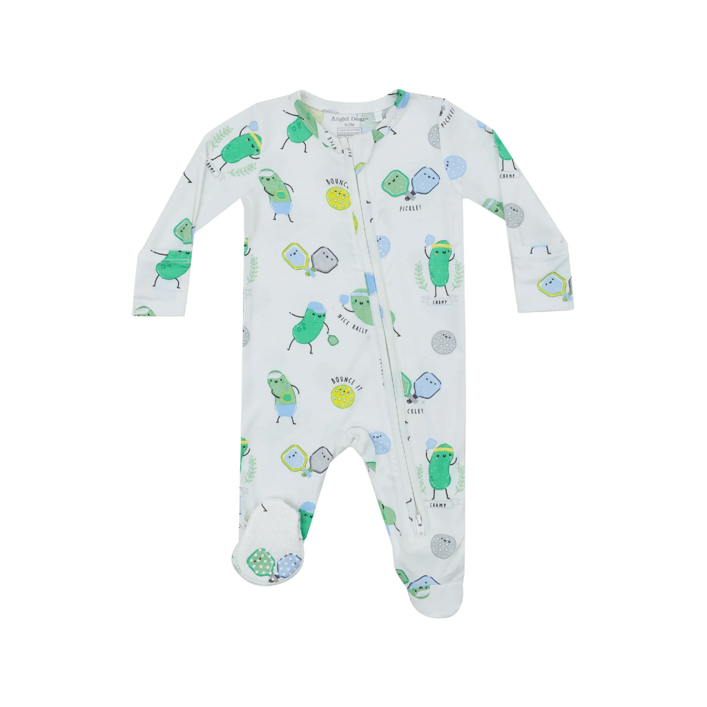 0-3M Zipper Footie Baby Sleepwear - Pickleball Blue Angel Dear Apparel & Accessories - Clothing - Baby & Toddler - One-Pieces & Onesies