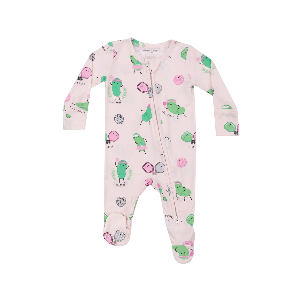 0-3M Zipper Footie Baby Sleepwear - Pickleball Pink Angel Dear Apparel & Accessories - Clothing - Baby & Toddler - One-Pieces & Onesies