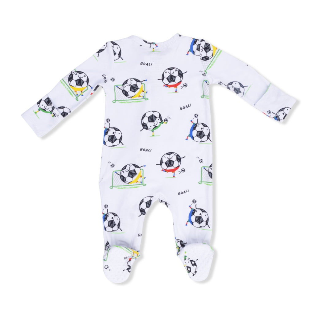 0-3M Zipper Footie Baby Sleepwear - Soccer Balls Playing Soccer Angel Dear Apparel & Accessories - Clothing - Baby & Toddler - One-Pieces & Onesies