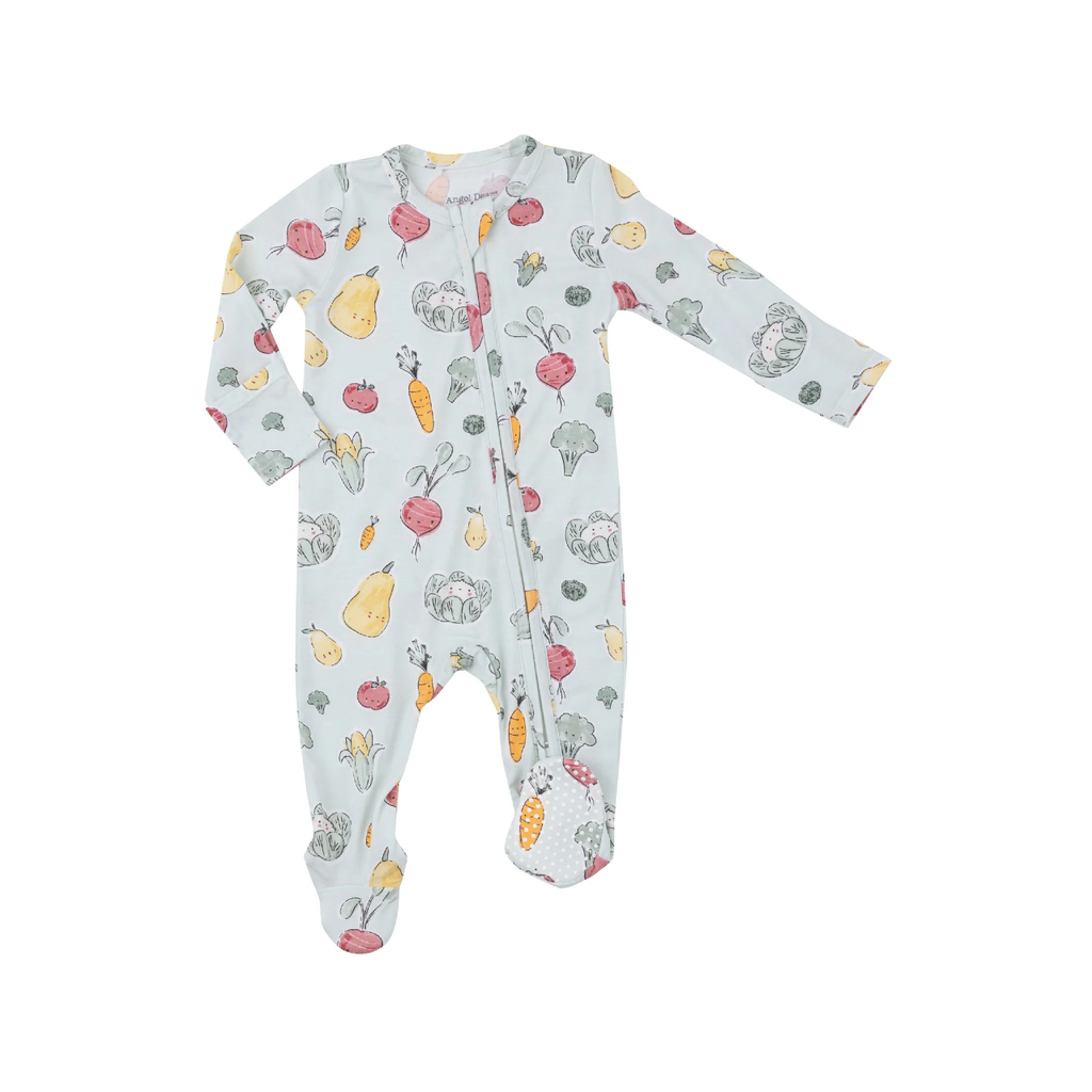 0-3M Zipper Footie - Watercolor Baby Veggies Angel Dear Apparel & Accessories - Clothing - Baby & Toddler - One-Pieces & Onesies