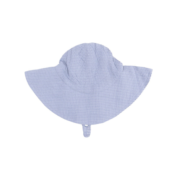 0-6M Wide Brim Sun Hat - Micro Gingham Blue Blizzard Angel Dear Apparel & Accessories - Clothing - Baby & Toddler - One-Pieces & Onesies