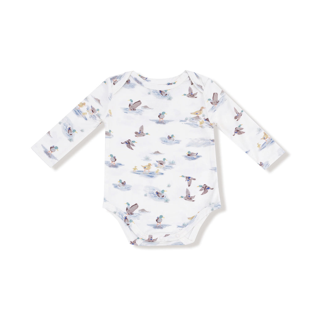 3-6M Long Sleeve Bodysuit Onesie - Migrating Mallards Angel Dear Apparel & Accessories - Clothing - Baby & Toddler - One-Pieces & Onesies