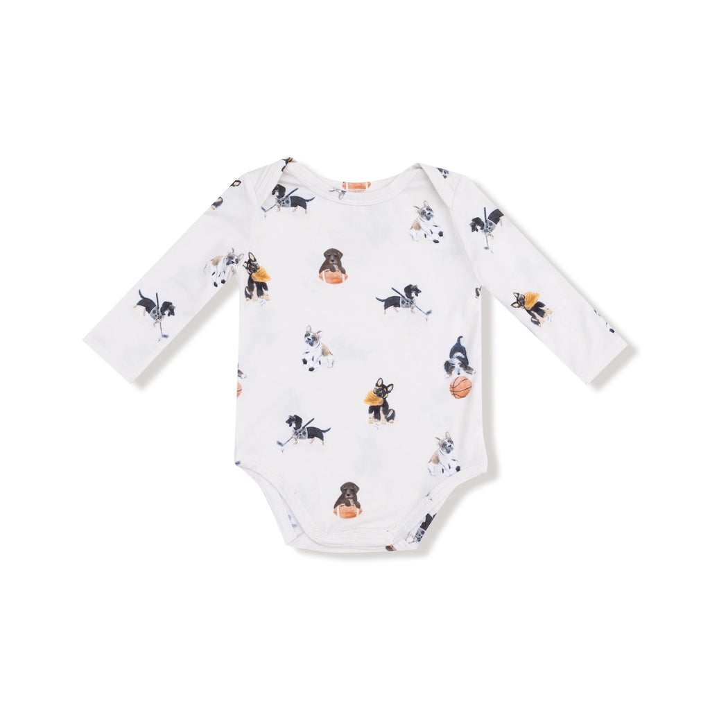 3-6M Long Sleeve Bodysuit Onesie - Sporty Puppies Angel Dear Apparel & Accessories - Clothing - Baby & Toddler - One-Pieces & Onesies