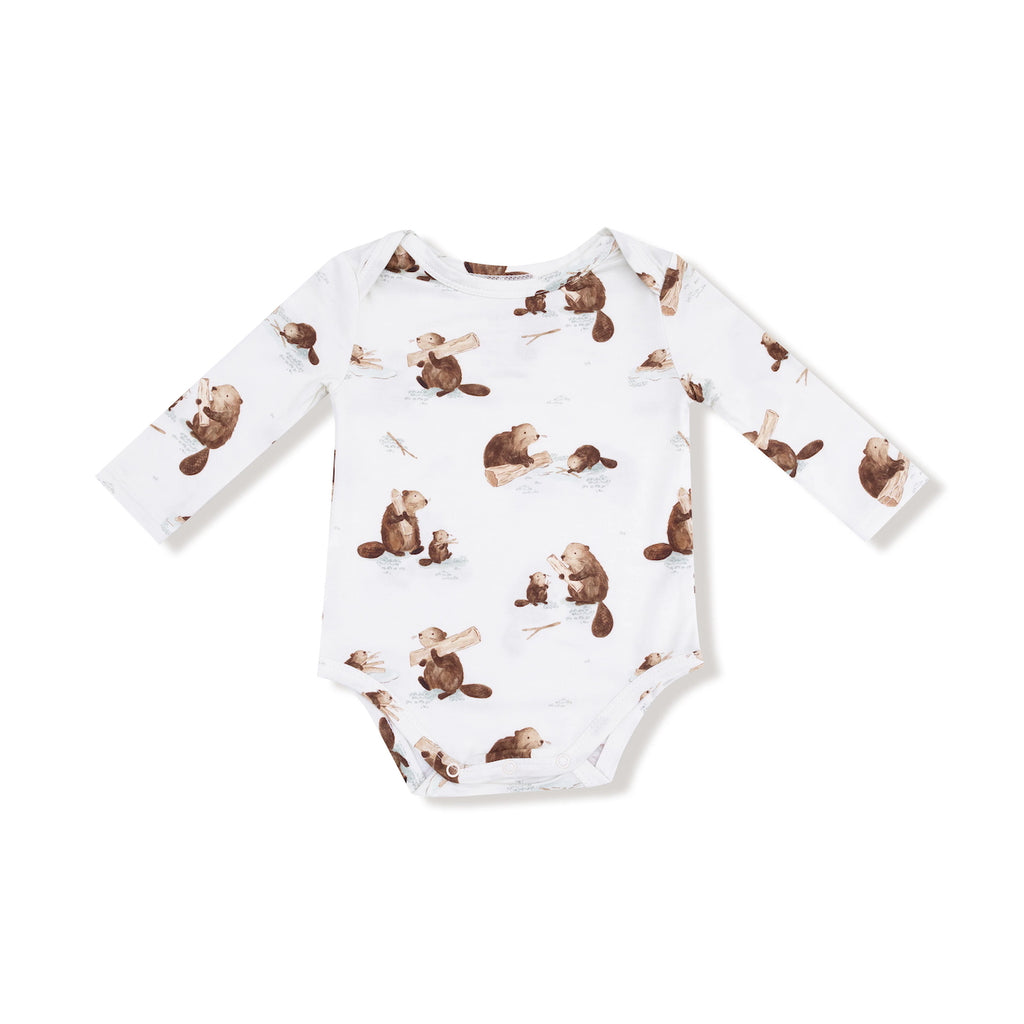 3-6M Long Sleeve Onesie Bodysuit - Baby Beavers Angel Dear Apparel & Accessories - Clothing - Baby & Toddler - One-Pieces & Onesies