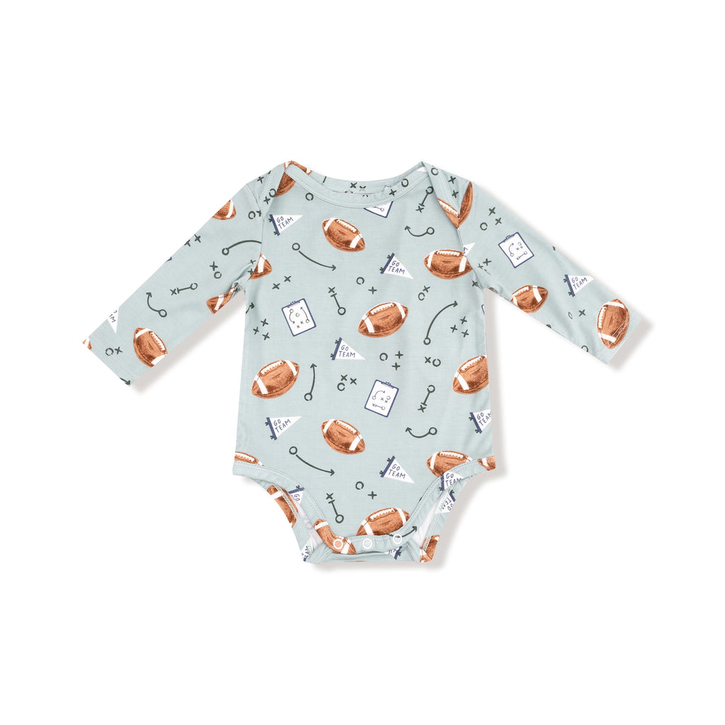 Long Sleeve Bodysuit Onesie - Touchdown Time Grey Mist Angel Dear Apparel & Accessories - Clothing - Baby & Toddler - One-Pieces & Onesies