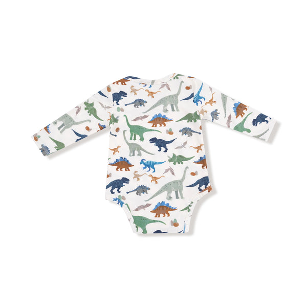 Long Sleeve Bodysuit Onesie - Washy Dinos Angel Dear Apparel & Accessories - Clothing - Baby & Toddler - One-Pieces & Onesies