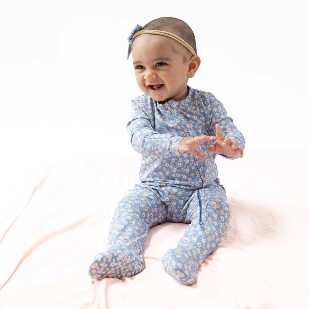 Long Sleeve Zipper Ruffle Back Footie - Country Calico Angel Dear Apparel & Accessories - Clothing - Baby & Toddler - One-Pieces & Onesies