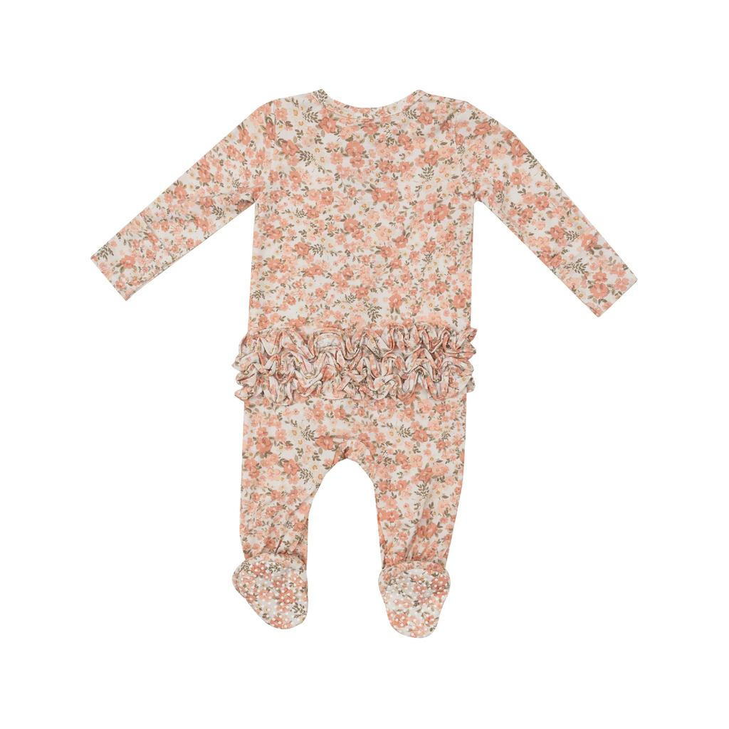 Ruffle Zipper Footie Baby Sleepwear - Sweet Rose Calico Angel Dear Apparel & Accessories - Clothing - Baby & Toddler - One-Pieces & Onesies