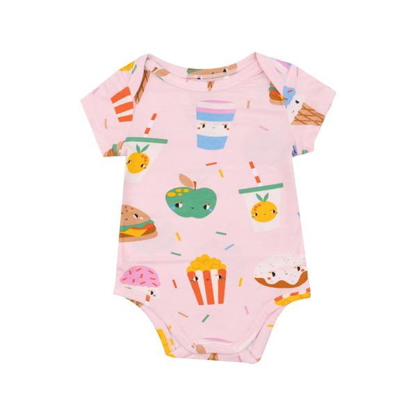 Short Sleeve Bodysuit Onesie - Send Snacks Pink Angel Dear Apparel & Accessories - Clothing - Baby & Toddler - One-Pieces & Onesies