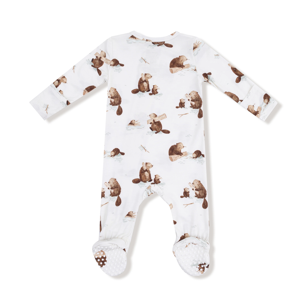Zipper Footie Baby Sleepwear - Busy Beavers Angel Dear Apparel & Accessories - Clothing - Baby & Toddler - One-Pieces & Onesies