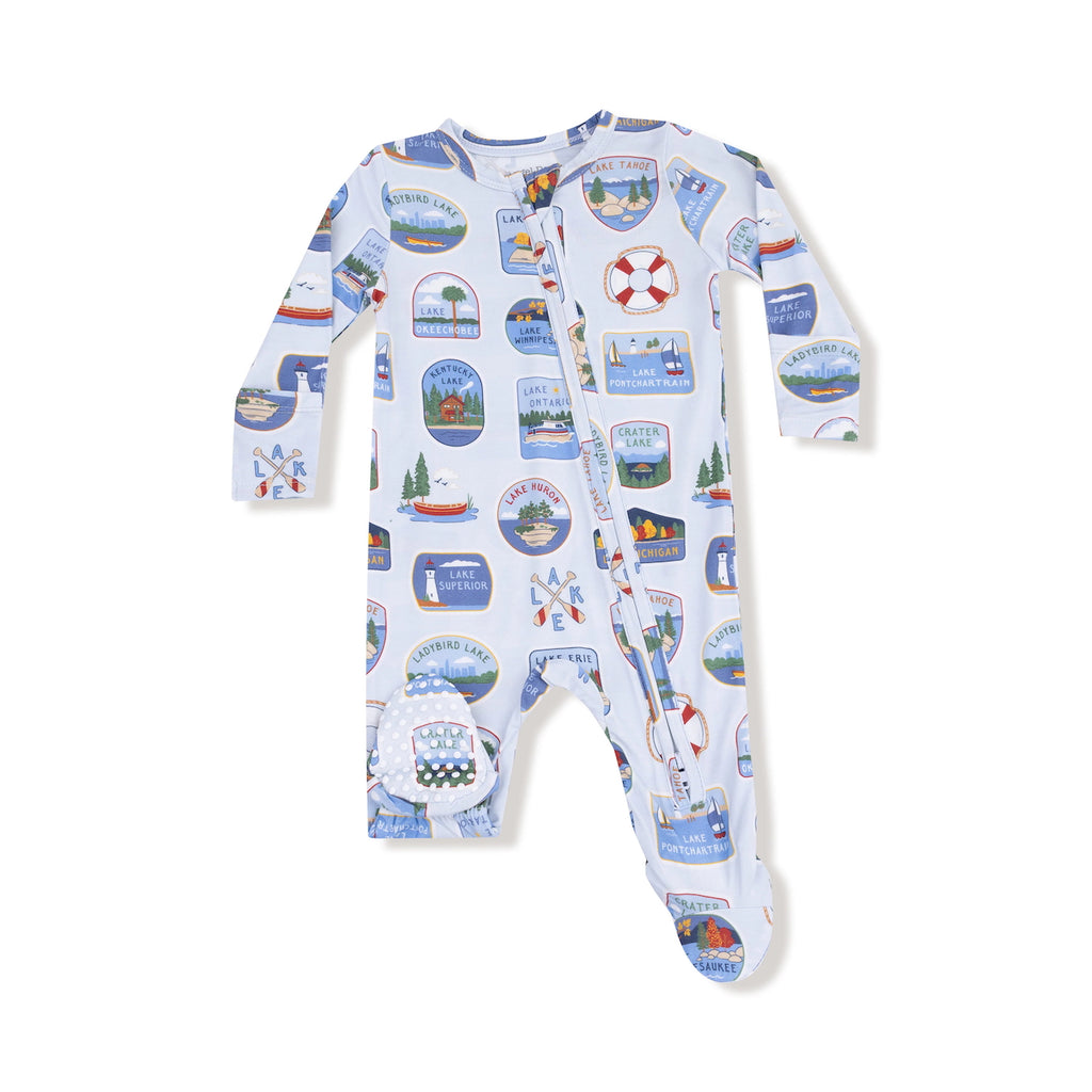 Zipper Footie Baby Sleepwear - Lake Stickers Angel Dear Apparel & Accessories - Clothing - Baby & Toddler - One-Pieces & Onesies