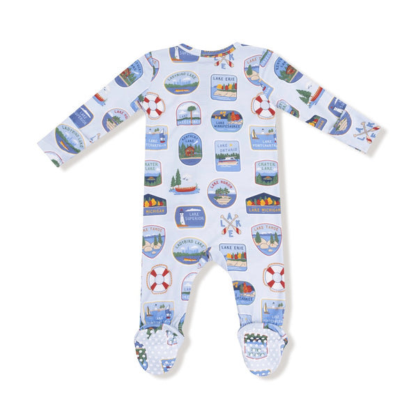 Zipper Footie Baby Sleepwear - Lake Stickers Angel Dear Apparel & Accessories - Clothing - Baby & Toddler - One-Pieces & Onesies