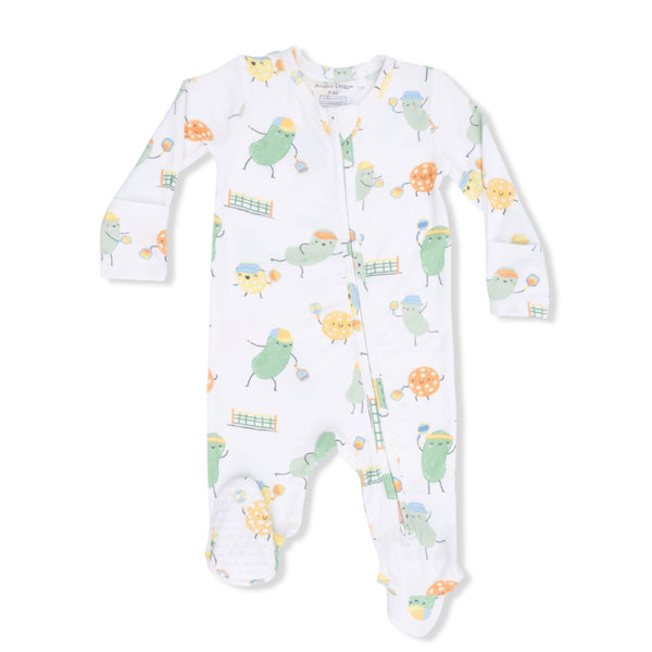 Zipper Footie Baby Sleepwear - Pickles Playing Pickleball Angel Dear Apparel & Accessories - Clothing - Baby & Toddler - One-Pieces & Onesies