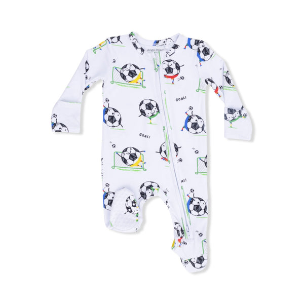 Zipper Footie Baby Sleepwear - Soccer Balls Playing Soccer Angel Dear Apparel & Accessories - Clothing - Baby & Toddler - One-Pieces & Onesies