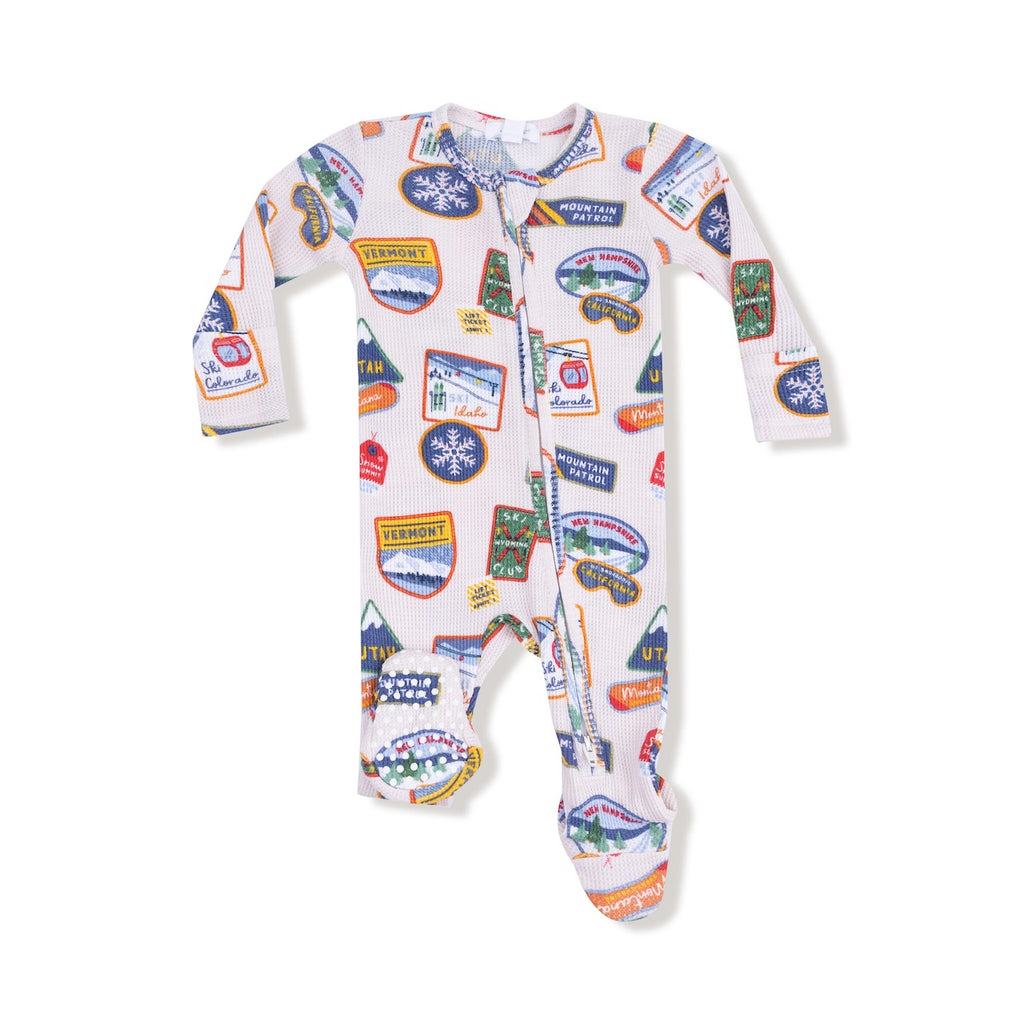 Zipper Footie Baby Sleepwear - Vintage State Snow Sport Patches Angel Dear Apparel & Accessories - Clothing - Baby & Toddler - One-Pieces & Onesies