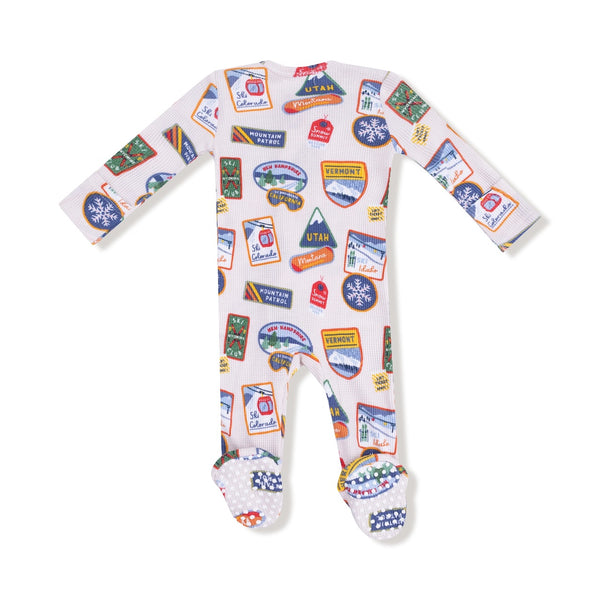 Zipper Footie Baby Sleepwear - Vintage State Snow Sport Patches Angel Dear Apparel & Accessories - Clothing - Baby & Toddler - One-Pieces & Onesies