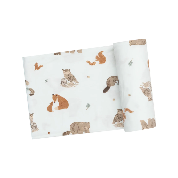 Mixed Woodland Animals Blue Swaddle Blanket Angel Dear Baby & Toddler - Swaddles & Baby Blankets