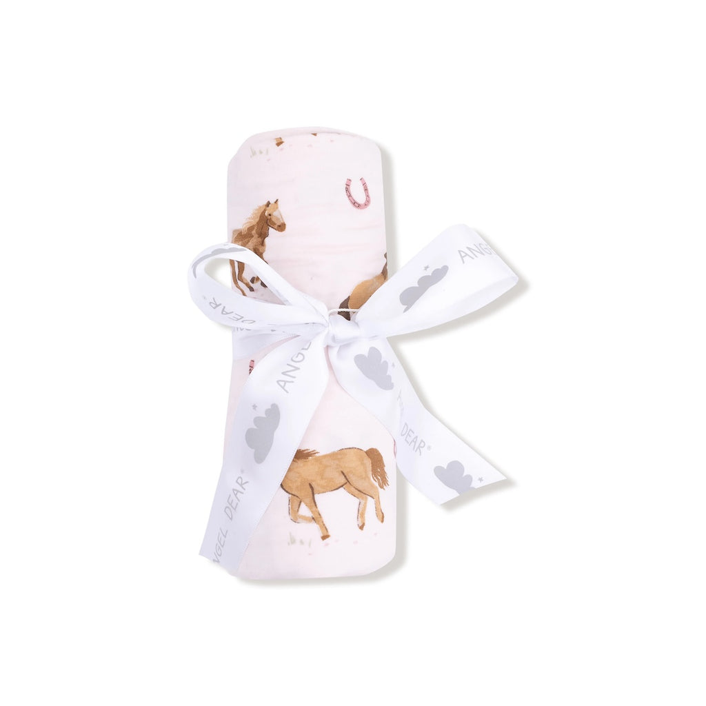 Waffle Swaddle Blanket - Horses - Pink Angel Dear Baby & Toddler - Swaddles & Baby Blankets
