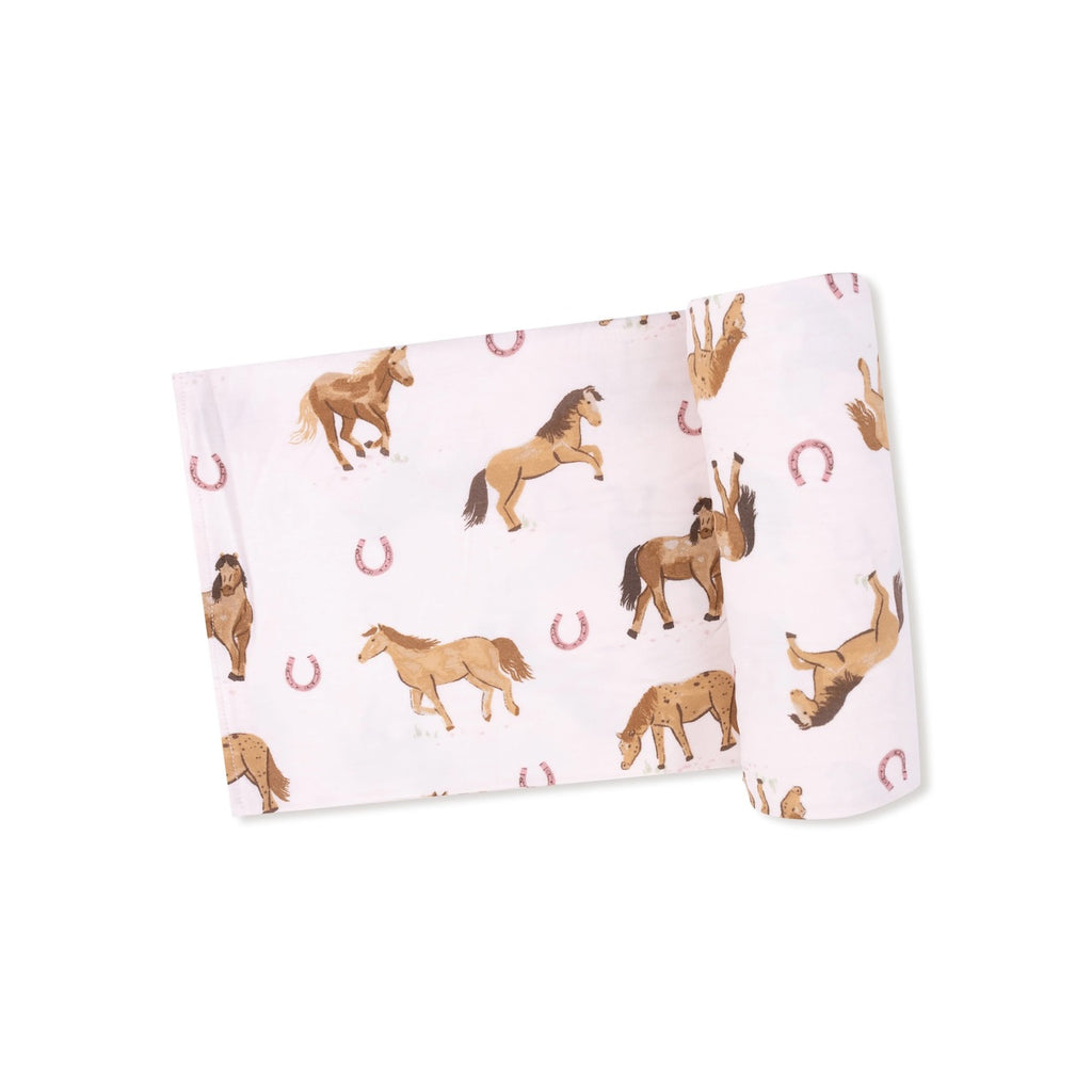 Waffle Swaddle Blanket - Horses - Pink Angel Dear Baby & Toddler - Swaddles & Baby Blankets