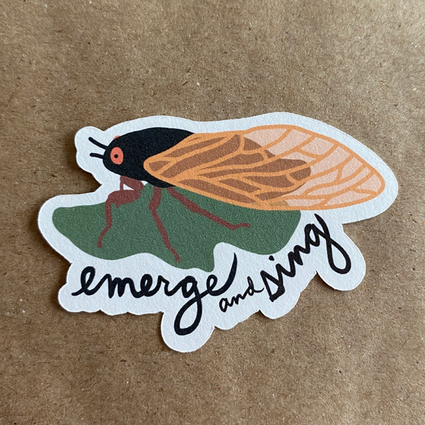 Emerge And Sing Cicada Sticker AnneArchy Impulse - Decorative Stickers