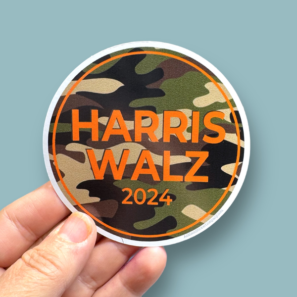 Harris Walz 2024 Camouflage Round Sticker Anthem Sticker Company Impulse - Decorative Stickers