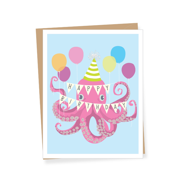 Party Octopus Birthday Card Apartment 2 Cards Cards - Birthday