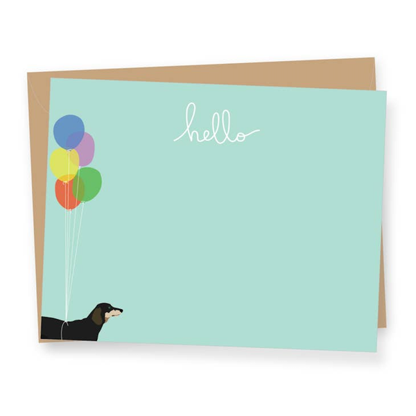 Dachshund With Balloons Hello Blank Boxed Cards Apartment 2 Cards Cards - Boxed Cards