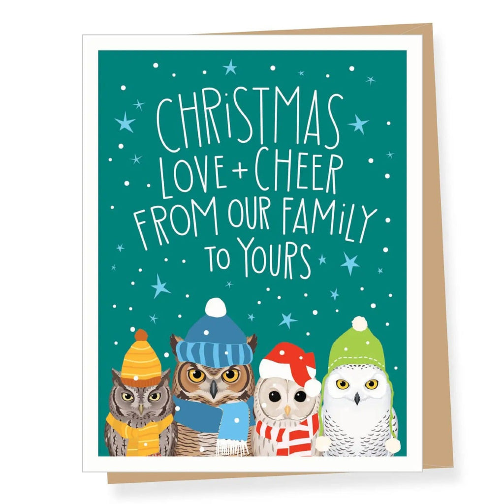 Family Of Holiday Owls Christmas Card- Boxed Set Of 8 Apartment 2 Cards Cards - Boxed Cards - Holiday - Happy Holidays