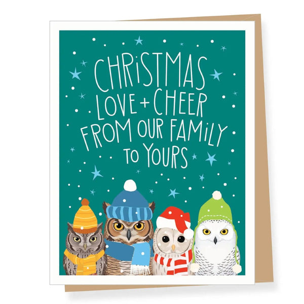 Family Of Holiday Owls Christmas Card- Boxed Set Of 8 Apartment 2 Cards Cards - Boxed Cards - Holiday - Happy Holidays