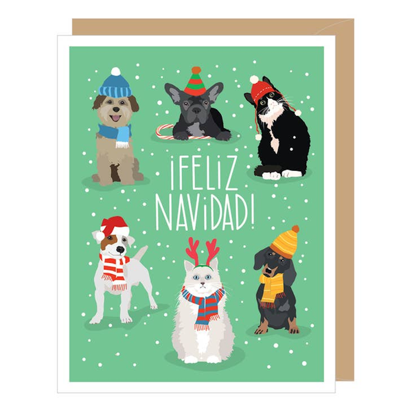 Holiday Pets Feliz Navidad Christmas Card Apartment 2 Cards Cards - Holiday - Christmas