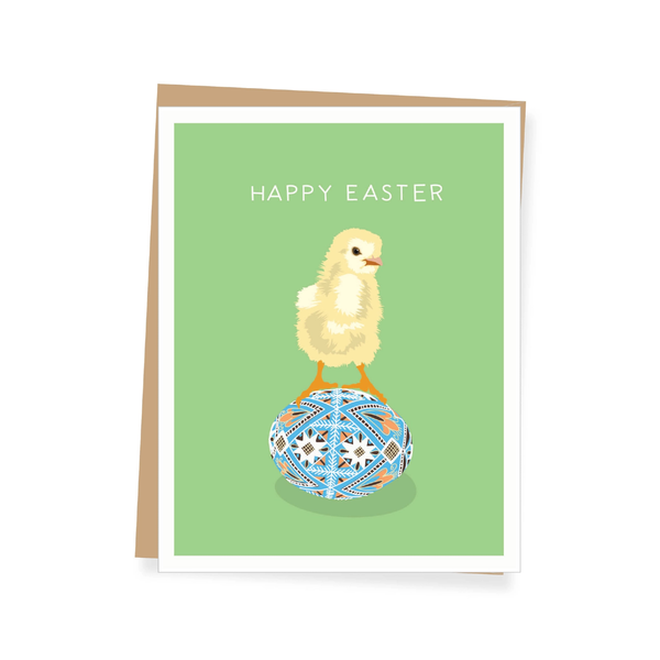 Chick With Ukranian Egg Easter Card Apartment 2 Cards Cards - Holiday - Easter